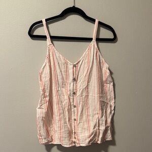 Sonoma Cream/White and Pink Striped Camisole Tank Top